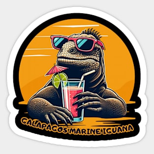 Galapagos iguana retro vintage sunset Sticker